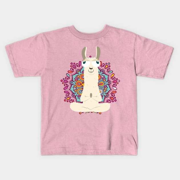 Yoga Llama Kids T-Shirt by Namarqueza